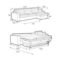 Lukas Three Seater Chaise Sofa Bed